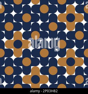 Vector Retro or Vintage Minimalist Geometric Shapes Abstract Seamless Surface Pattern. Stock Vector
