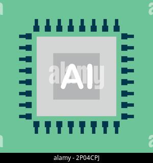 Artificial intelligence. AI. Outline AI icon. Artificial intelligence sign. Vector illustration. Stock Vector