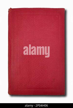 Old red book with shadow isolated on white background. Stock Photo