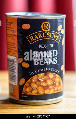 A can of kosher baked beans in tomato sauce, UK Stock Photo