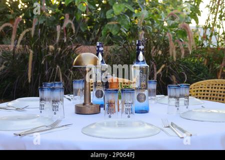 Bodrum, Mugla, Turkey. 26 August 2022 . The traditional Turkish drink ...