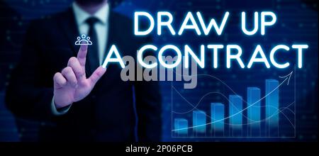 Conceptual display Draw Up A Contract. Business idea write a business agreement cooperation legal papers Stock Photo