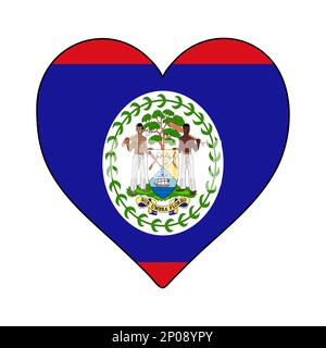 Belize Heart Shape Flag. Love Belize. Visit Belize. Central America. Latin America. Vector Illustration Graphic Design. Stock Vector