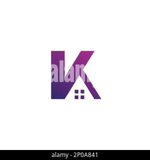 K Home Logo Design. K Real Estate Icon Stock Vector