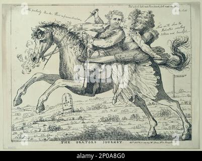 The orators journey. British Cartoon Prints Collection . Fox, Charles James,1749-1806. , Siddons, Sarah,1755-1831. , Burke, Edmund,1729-1797. Stock Photo