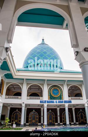 Surabaya Indonesia 25th Dec 2022: the view of Al-Akbar Mosque (Indonesian: Masjid Al-Akbar).  It is the second largest mosque in Indonesia. Stock Photo