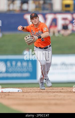 Lakeland FL USA; Baltimore Orioles third baseman Gunnar Henderson (2)  throws to first for the out during an MLB spring training game against the  Detro Stock Photo - Alamy