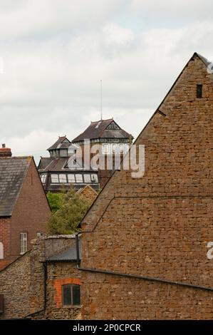 A traditional Victorian tower brewery, the Hook Norton Brewery still uses the original building, constructed  in 1849 Stock Photo