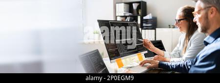 Agile Pair Programming And Extreme Coding. Business Software Stock Photo