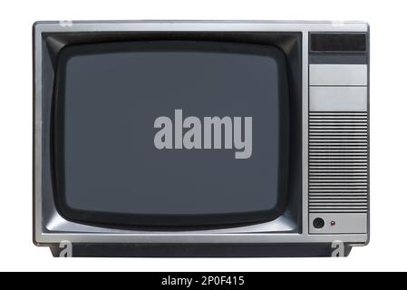 old CRT tube TV set isolated on white background Stock Photo