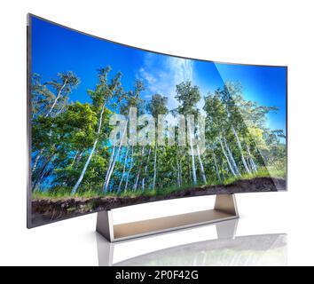 3D rendering of a modern curved TV Stock Photo