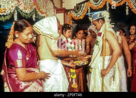 Wedding sequence of Udupi Shivalli Madhwa Brahmin, Karnataka, India Stock Photo