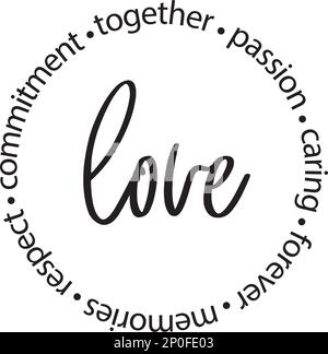Love and words in the circle, vector. Stock Vector