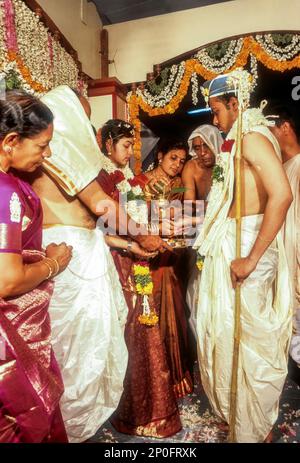 Wedding sequence of Udupi Shivalli Madhwa Brahmin, Karnataka, India Stock Photo