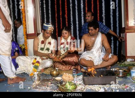 Wedding sequence of Udupi Shivalli Madhwa Brahmin, Karnataka, India Stock Photo