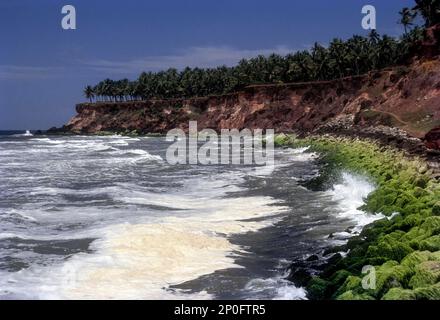 Varkala beach Papanasham beach, panoramic vision from a rocky cliff