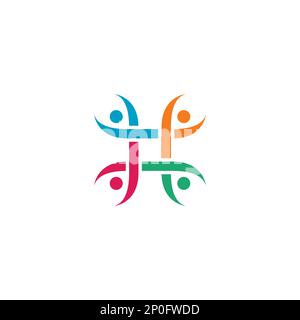 creative colorful social group logo. human community. health people logo Stock Vector