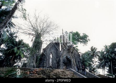 Presbyterian church ruins Ross island, Port Blair, Andaman Islands, India Stock Photo