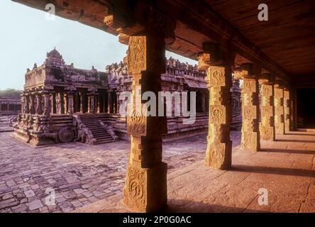 12th century Airavatesvara Temple in Darasuram near Kumbakonam, Tamil Nadu, South India, India, Asia. UNESCO World Heritage Site Stock Photo