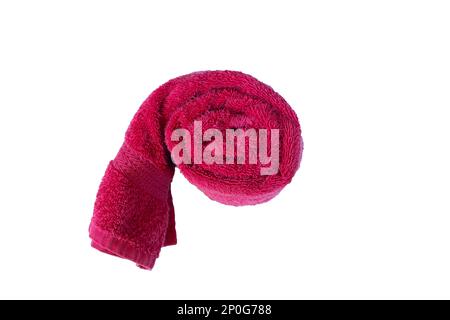 red terry towel on a white background Stock Photo