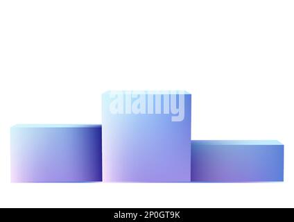 Winners podium 3D realistic blue and pink gradient empty isolated on white background. Vector illustration Stock Vector