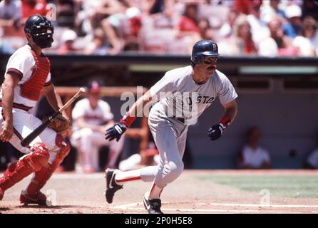 Oct 1986: Bill Buckner of the Boston Red Sox in action during the Red Sox  American League Championship Series game versus the California Angels at  Anaheim Stadium in Anaheim, CA. (Photo by