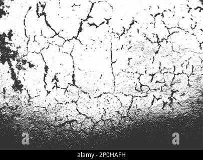 Abstract grunge  black and white distressed texture vector image cracked damaged concrete wall surface. Stock Vector