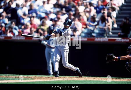 15 Apr. 2001: Anaheim Angels first baseman Wally Joyner (5) in action  during a game against the Seattle Mariners played on April 15, 2001 at  Edison International Field of Anaheim in Anaheim