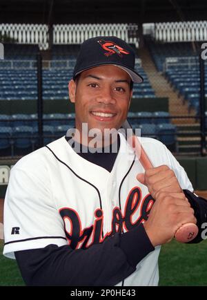 FILE: Roberto Alomar of the Baltimore Orioles during the Orioles Photo Day  during spring training in Fort Lauderdale, Florida. (Sportswire via AP  Images Stock Photo - Alamy