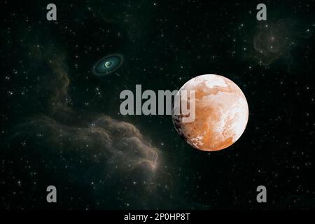 Planets outside our solar system. Exoplanets and exoplanetary systems, space background. 3d illustration Stock Photo