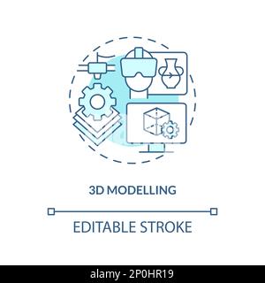 3D modelling turquoise concept icon Stock Vector