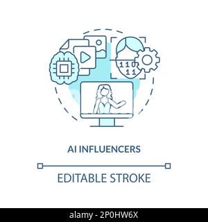 AI influencers turquoise concept icon Stock Vector