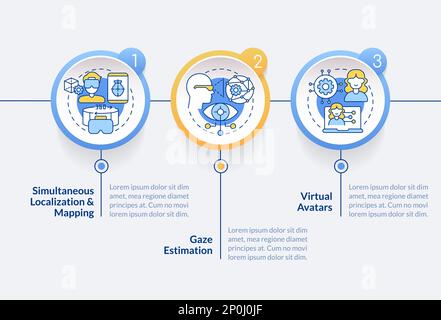 Synthetic data solutions for metaverse circle infographic template Stock Vector