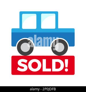 Sold car. Sold label of new  or used motor vehicle Stock Vector