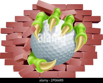 Golf Ball Claw Breaking Through Wall Stock Vector