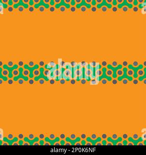 Dots and geometric shapes over orange background. vector seamless pattern. Abstract illustration Stock Vector