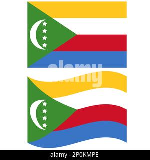 Waving flag of Comoros. Comoros flag on white background. flat style. Stock Photo