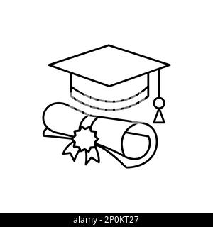 Graduation cap and scroll simple icon vector illustration Stock Vector