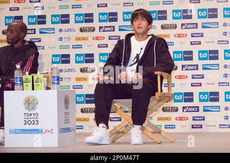 Tokyo, Japan. 3rd Mar, 2023. Suguru Osako, March 3, 2023 - Marathon: Tokyo Marathon 2023 Press Conference in Tokyo, Japan. Credit: Michael Steinebach/AFLO/Alamy Live News Stock Photo