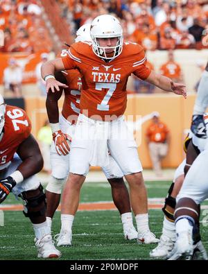 Nov 12, 2016.. Shane Buechele #7 of the Texas Longhorns in action against  the West Virginia Mountaineers at Darrell K Royal-Texas Memorial Stadium in  Austin Texas. West Virginia defeats Texas 24-20..Robert Backman/Cal