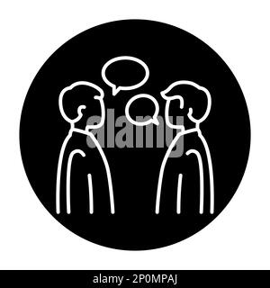 Communication with people black line icon. Routine. Pictogram for web page. Stock Vector