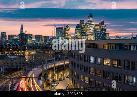 London Skyline Views, City Scape, Evening Sunset Stock Photo