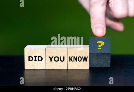 Wooden cubes form the question 'did you know?'. Stock Photo