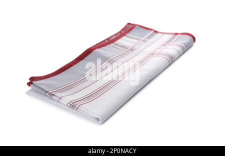Folded handkerchief isolated on white. Stylish accessory Stock Photo