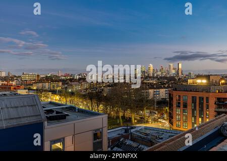 London Skyline Views, City Scape, Evening Sunset Stock Photo
