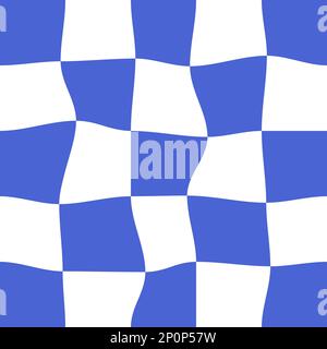 Abstract waves blue background y2k style. Chess board design for print. Stock Vector