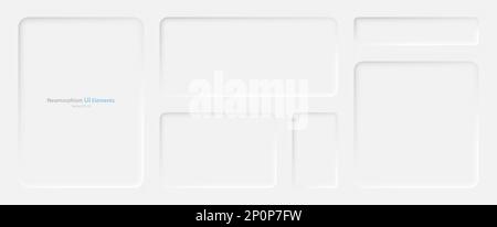A set of banners in the neumorphism style on a white background. Stock Vector