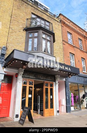 The Old Cinema, iconic converted cinema showroom for antique furniture, homewares and 20th-century collectibles, on the High Road in Chiswick, London Stock Photo