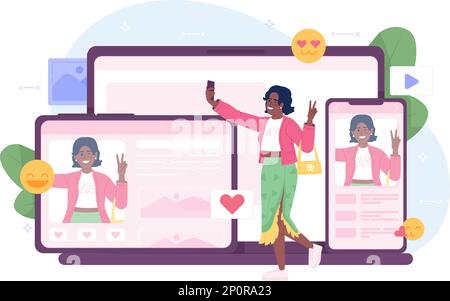 Cross platforming flat concept vector spot illustration Stock Vector