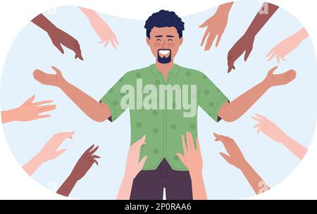Creating loyal audience on social media flat concept vector spot illustration Stock Vector